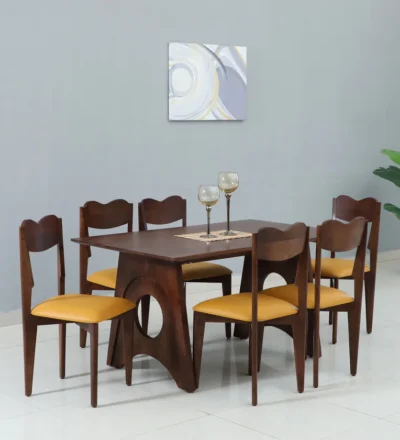 Handcrafted Sheesham dining set with artistic look and premium polished finish