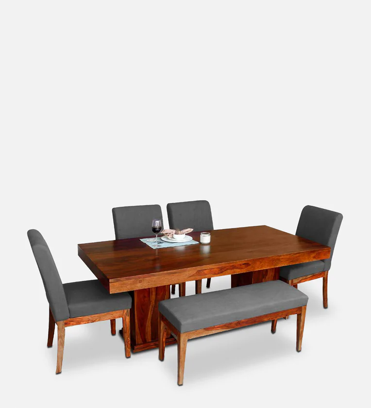 Rustic Dining Set with Solid Wood Table and Four Comfortable Chairs - Image 6