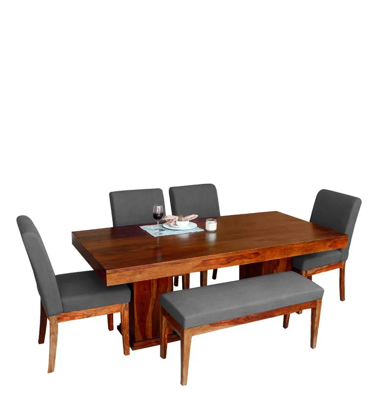 Rustic Dining Set with Solid Wood Table and Four Comfortable Chairs - Image 7