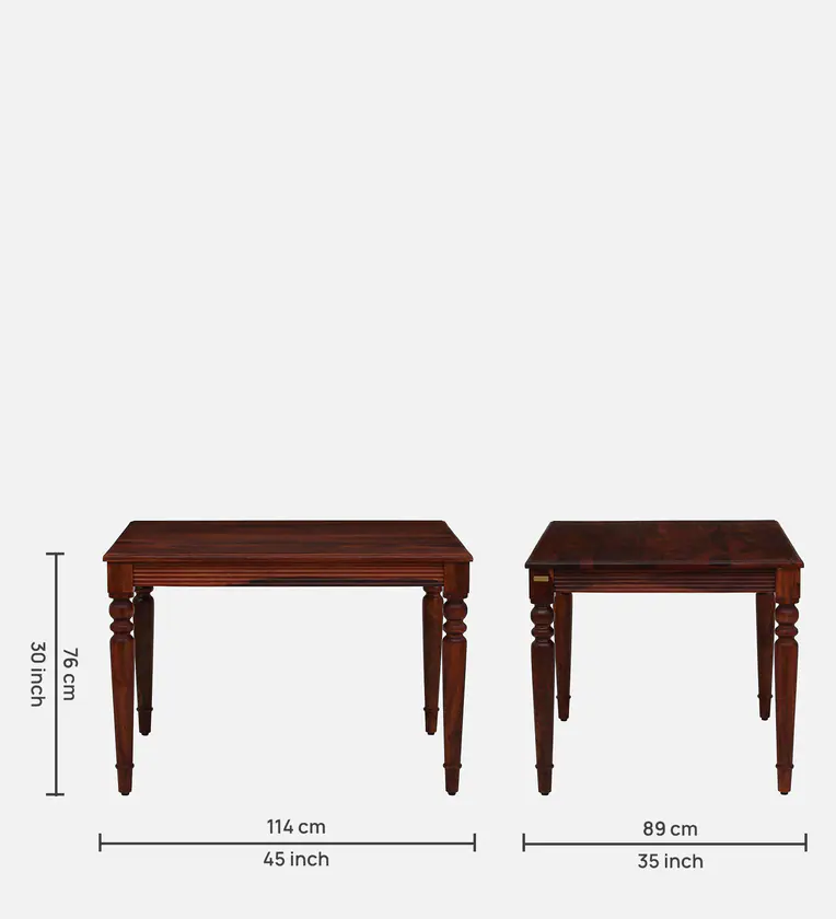 Rustic Kitchen Dining Set with Polished Sheesham Table and Four Comfortable Chairs - Image 3