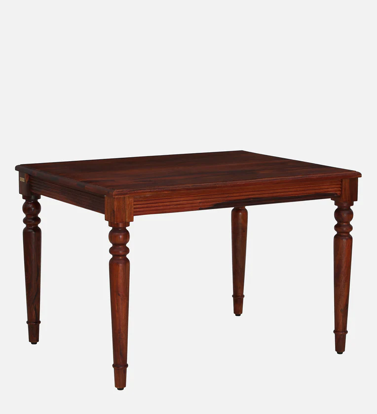 Rustic Kitchen Dining Set with Polished Sheesham Table and Four Comfortable Chairs - Image 9