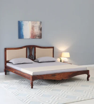 Premium modern wooden bed without storage design