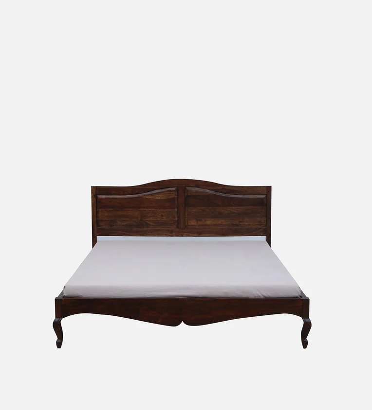 Sheesham Wooden Double Bed with Carved Headboard and Polished Finish Look - Image 4