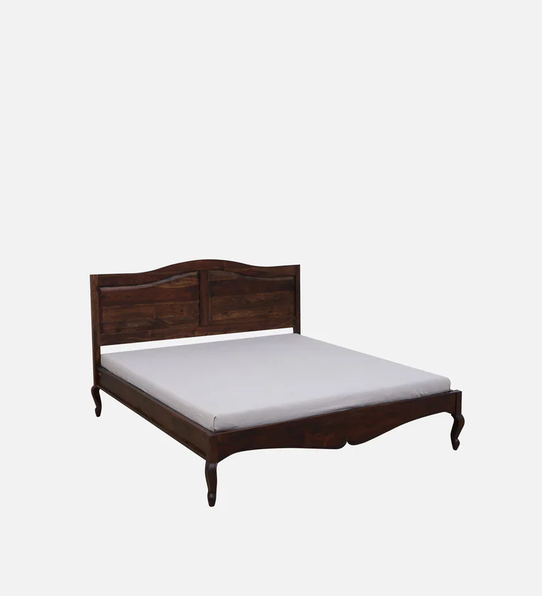 Sheesham Wooden Double Bed with Carved Headboard and Polished Finish Look - Image 5