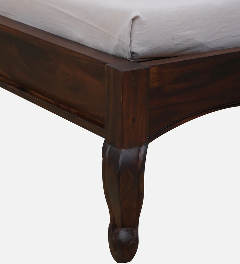 Sheesham Wooden Double Bed with Carved Headboard and Polished Finish Look - Image 7