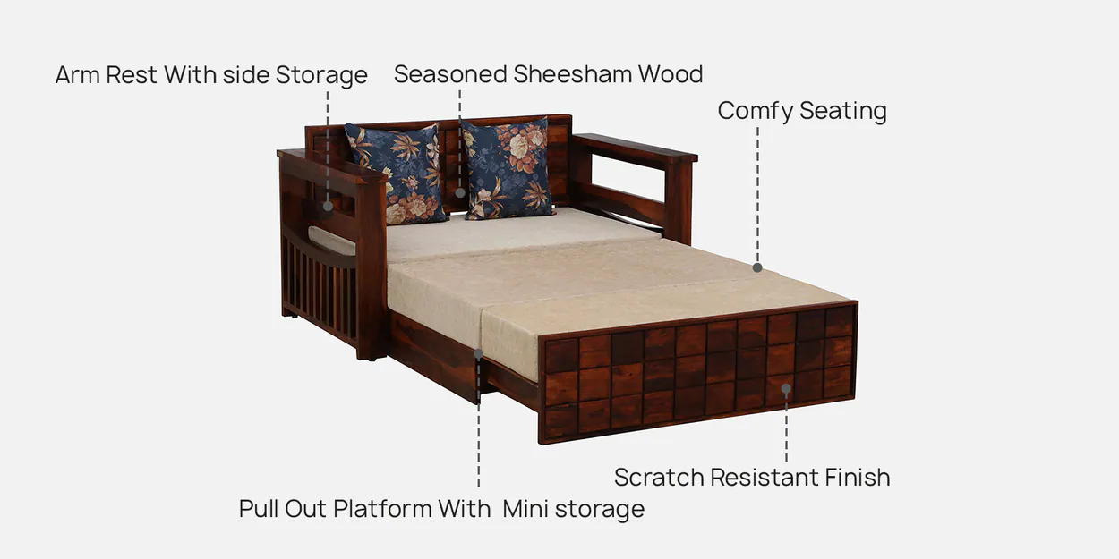 Classic Sofa Cum Bed with Premium Cushions and Pull-Out Bed Frame - Image 4