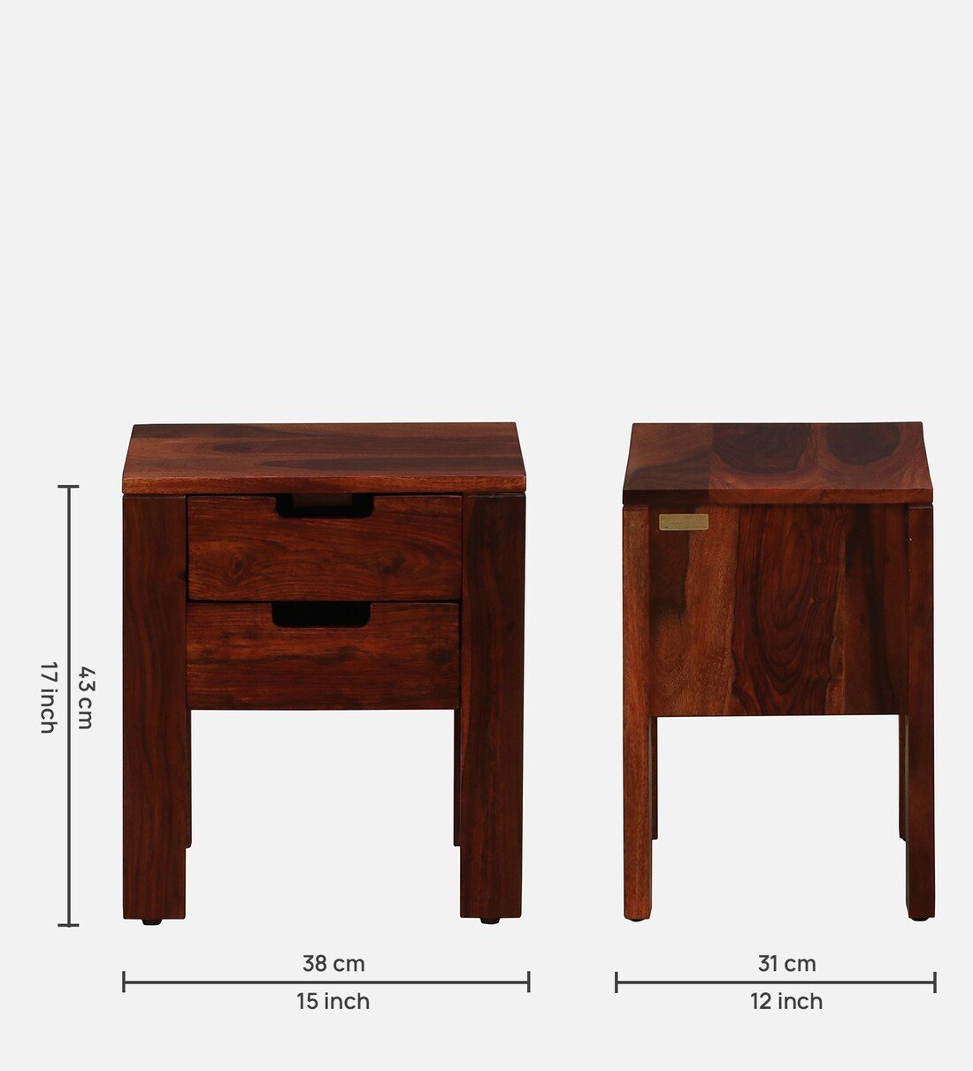 Vivid Wooden Bedside Table With Drawers By Classic Wood - Image 3