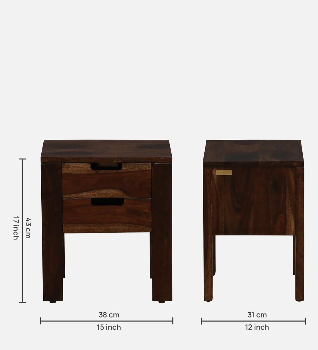 Elysian Sheesham Wood Bedside Table With Drawers By Classic Wood - Image 3