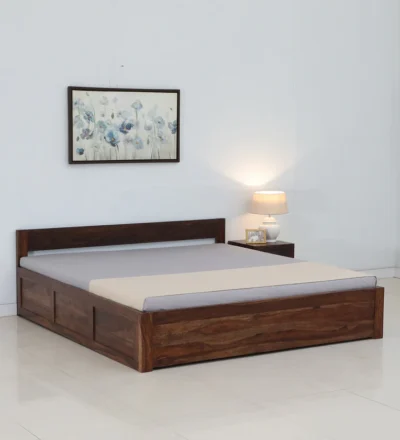 Solid Sheesham wood Voxa bed with spacious box storage