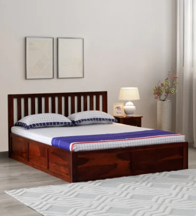 Rustic wooden bed with box storage online by Classic Wood