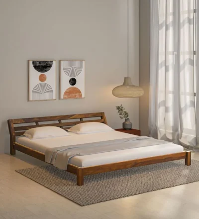 Contemporary Sheesham wood bed without storage bedroom furniture