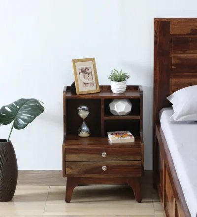 Sheesham wood bedside table with drawers, Sierra design from Classic Wood