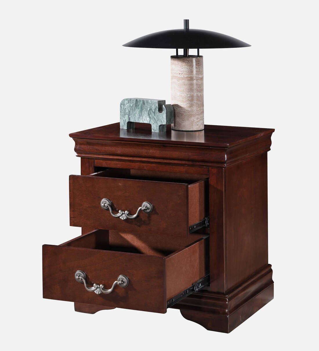 Stylish Nightstand in Solid Wood with Two Drawers and Open Storage Space - Image 4