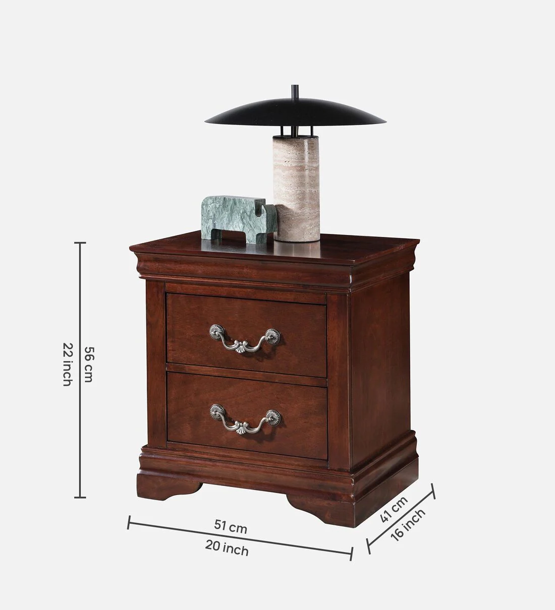 Stylish Nightstand in Solid Wood with Two Drawers and Open Storage Space - Image 3