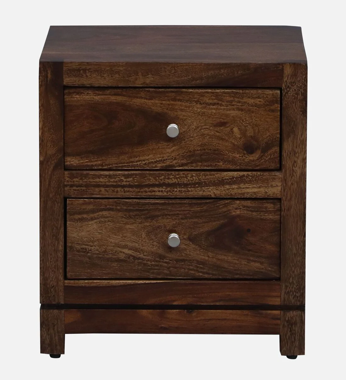 Compact Nightstand Table with Two Drawers and Solid Wood Frame Construction - Image 4