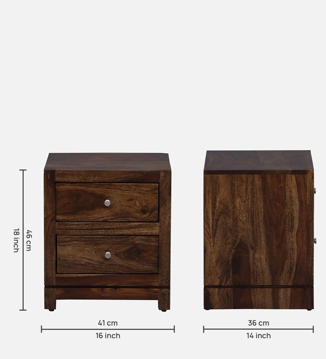 Compact Nightstand Table with Two Drawers and Solid Wood Frame Construction - Image 3