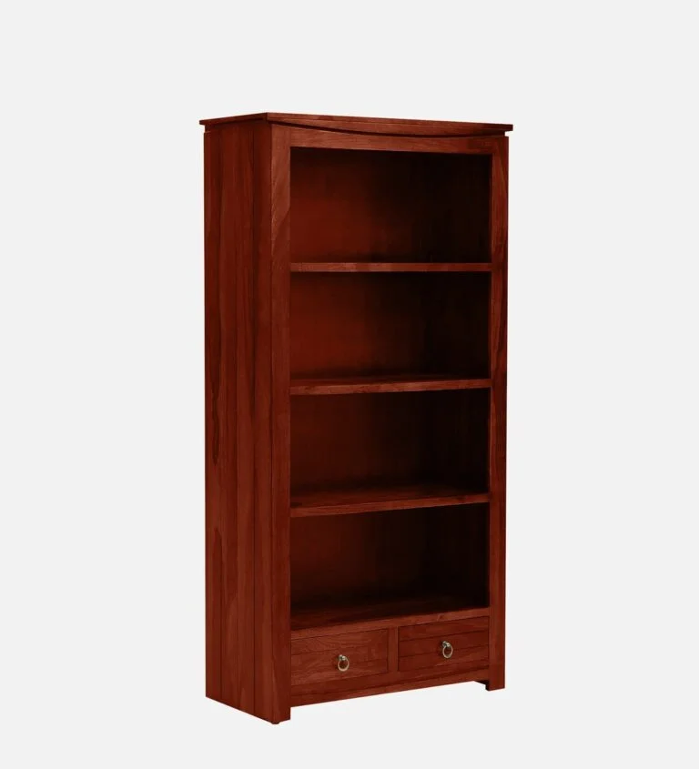 Solid Wood Sheesham Bookshelf with Spacious Shelves and Decorative Carving - Image 8