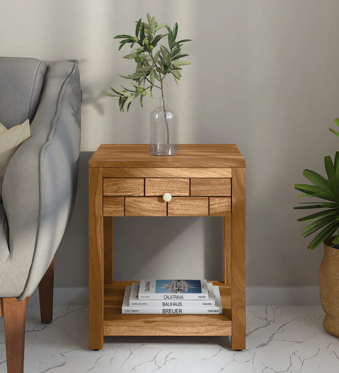 Sheesham wood bedside table Eclipse design by Classic Wood