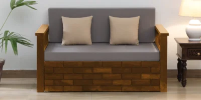 Sturdy wooden frame sofa featuring high-density foam cushions, long-lasting fabric cover, and comfortable seating for living room use.