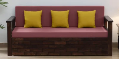 Modern sofa cum bed designed for small spaces featuring comfortable cushions, built-in storage, and durable frame construction.