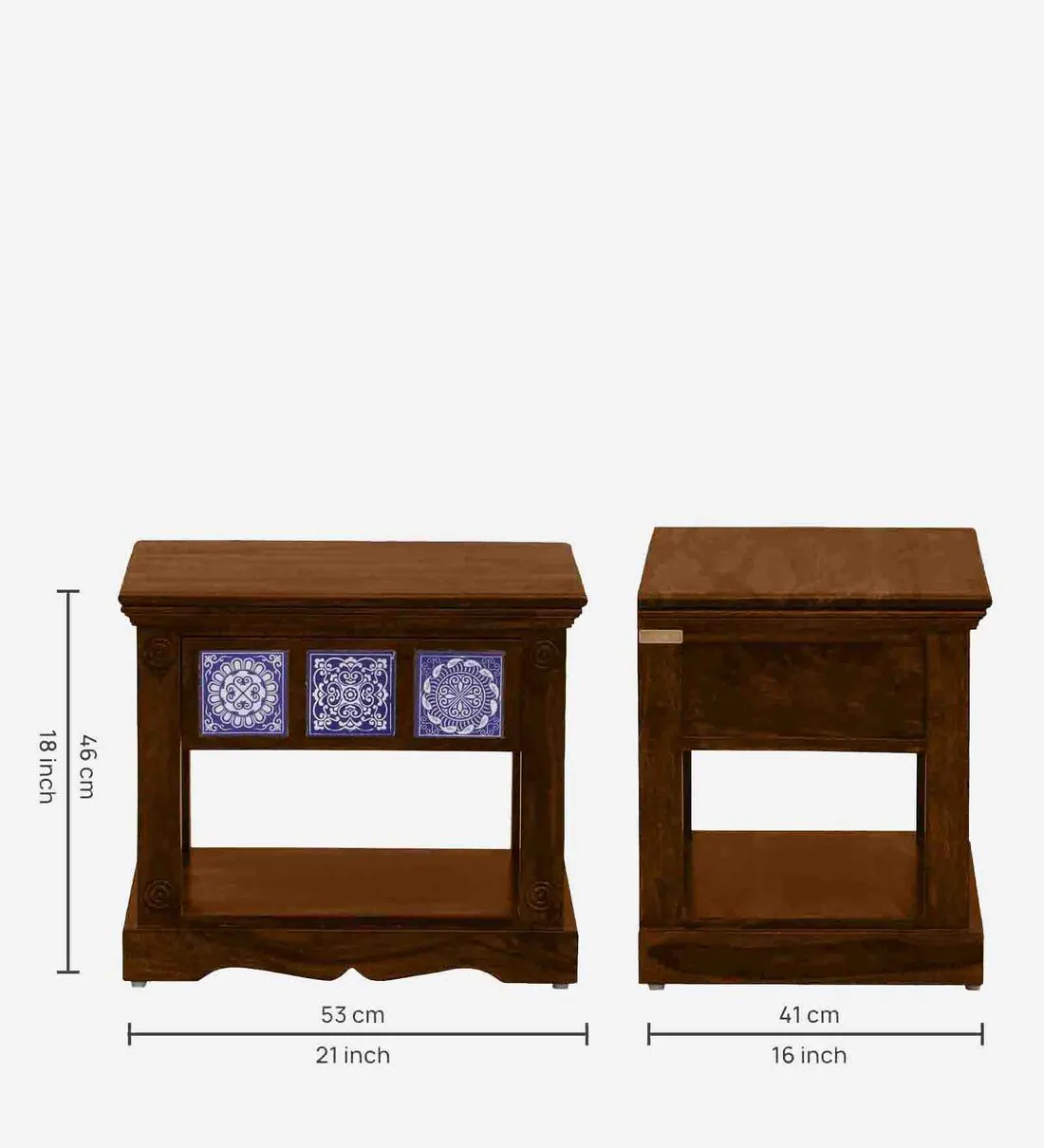 Functional Bedside Table with Polished Wood Surface and Storage Drawer Option - Image 3