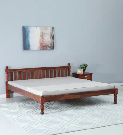 Durable solid wood bed frame without storage elegant look