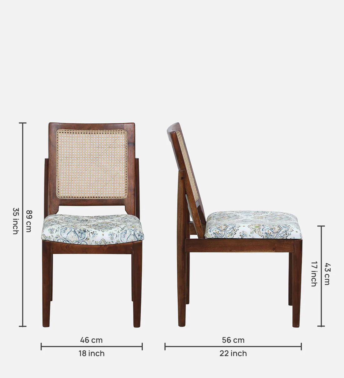 Solid Wood Work Chair with Cushion Pad and Straight Supportive Back(Set Of 2) - Image 3