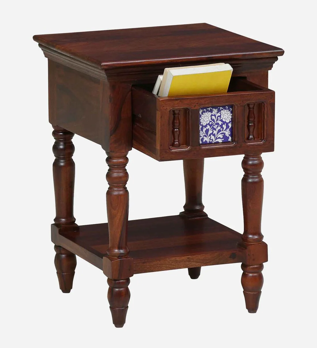 Premium Sheesham Bedside Table with High Gloss Finish and Flat Top - Image 7