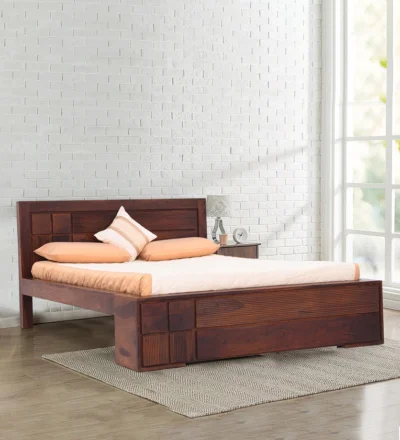 Wooden bed without storage made from durable solid wood