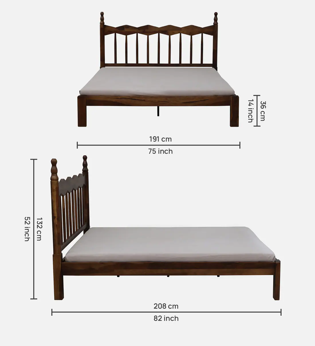 Superior Solid Wood Bed Without Storage By Classic Wood - Image 3