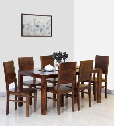 Space-saving wooden dining set designed for small kitchen corners.