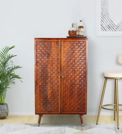 Solid Wood Bar Unit for Home with Storage Drawers By Classic Wood