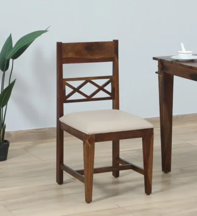 Wooden Chair for Home Dining Table with Soft Fabric and Solid Frame (Set Of 2)