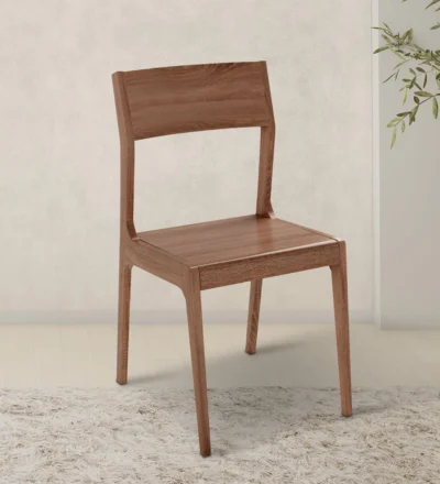 Wooden home chairs for dining table with cushioned backrest and smooth polish, set of two