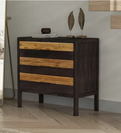 Elegant sheesham wood storage cabinet with decorative design and natural polish