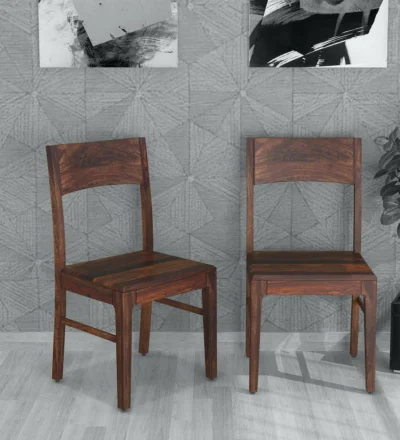 Rapid premium solid wood dining chair set of 2 handcrafted in provincial teak finish by Classic Wood