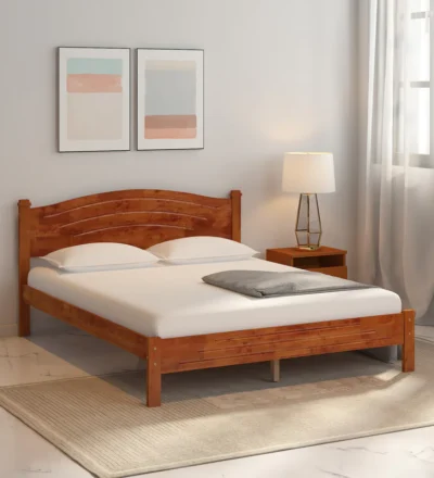 Classic Wood elegant solid wooden bed sturdy build no storage
