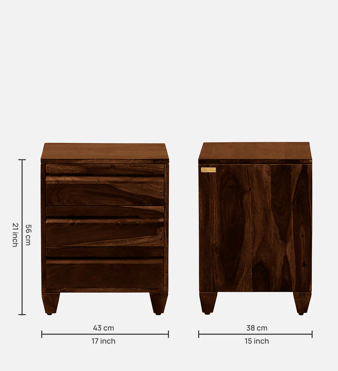 Minimal Wooden Bedside Table with High Gloss Polish and Drawer Storage - Image 6
