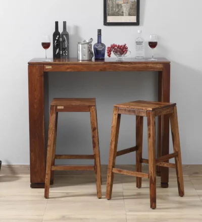 Emberstone Bar Table Set With Set of 2 Stools By Classic Wood