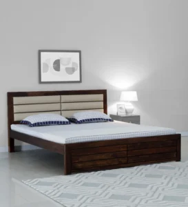 Bangalore Signature wooden platform bed with smooth finish, sturdy frame and no storage compartments