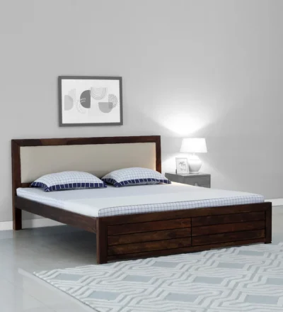 Minimalist wooden platform bed frame without storage for modern bedroom
