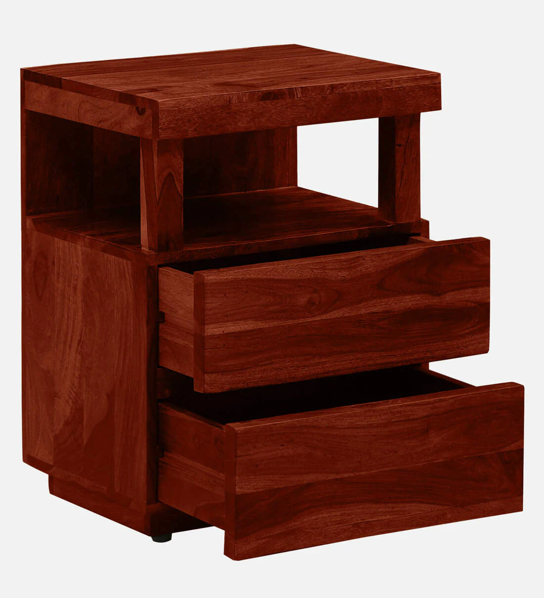 Wooden Handcrafted Bedside Table with Open Shelf and Drawer By Classic Wood - Image 5
