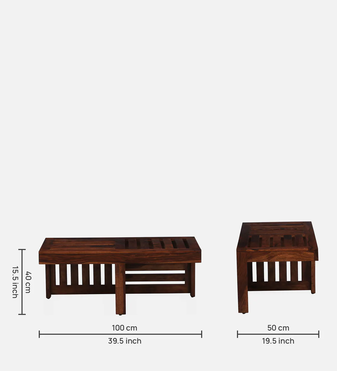 Solid Wood Nesting Coffee Table Set With Cushioned Stools By Classic Wood - Image 3