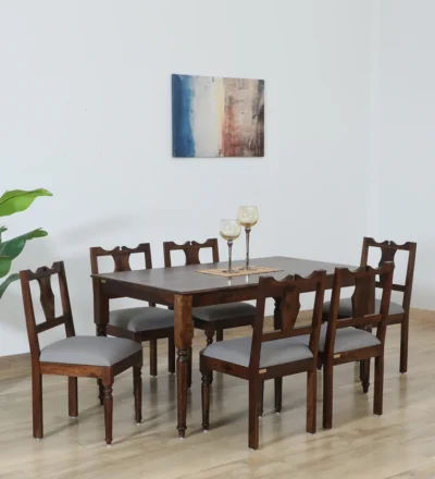 Modern minimalist dining set featuring smooth wooden frame and simple lines.