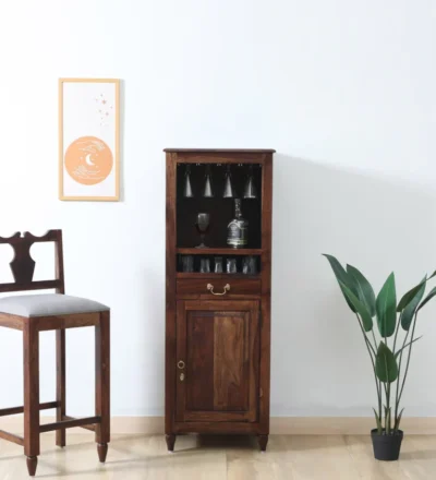 Handcrafted Wooden Bar Cabinet with Ample Storage and Display By Classic Wood