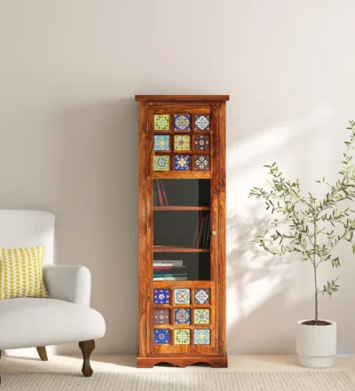 Handcrafted Sheesham wood bookshelf with sleek finish and sturdy elegant structure