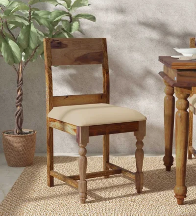 Strong Wooden Dining Chair with Upholstered Cushion and Firm Backrest (Set Of 2)