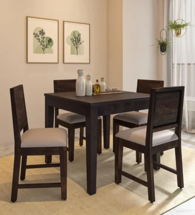 Modern Sheesham 4 seater dining furniture ideal for small dining rooms.