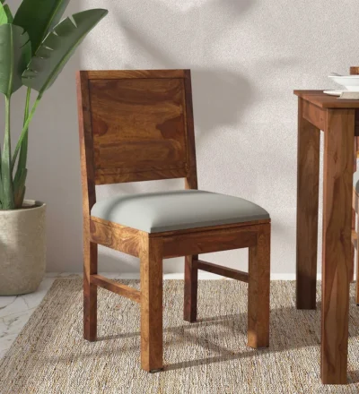 Classic wooden dining chair set of 2 featuring upholstered cushion and straight design