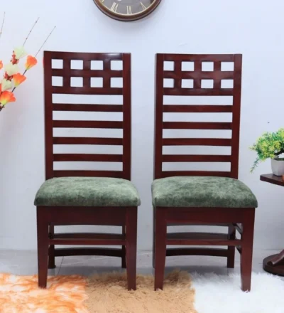 Long Lasting Dining Chair with Wooden Base and Upholstered Seating Cushion (Set Of 2)